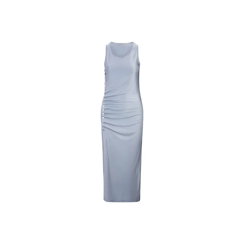 Paco Rabanne Sleeveless Ruched Pression Dress-0