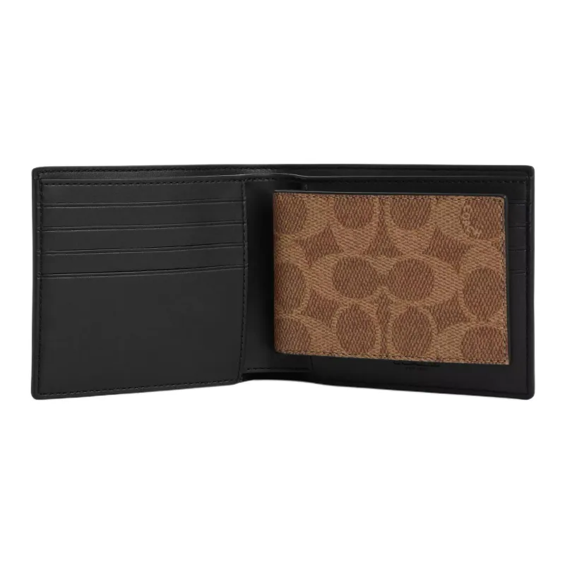 COACH 3 IN 1 Wallet Coated Canvas Wallet Mini Men's Mahogany Multicolor-1