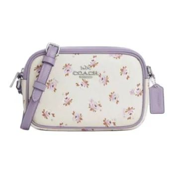 COACH Jamie Printed Coated Canvas Camera Bag, Crossbody Bag, Shoulder Bag Trumpets Women's Beige & Purple