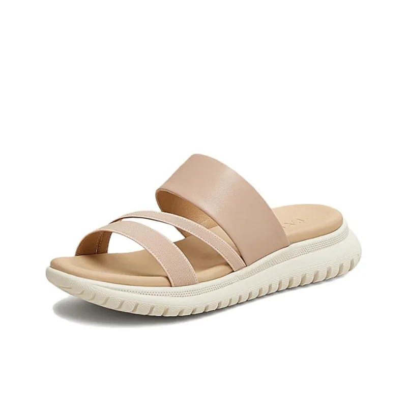 TATA Rubber Sole Leather Patchwork Quiet Slide Slippers Women's-1