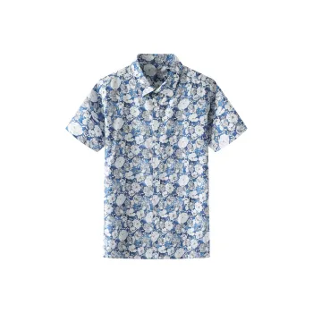 ARTSDON Shirts Men Royal Blue Pattern