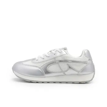 DEERWAY Abrasion Resistant Breathable Low Top Casual Shoes Women's White Silver