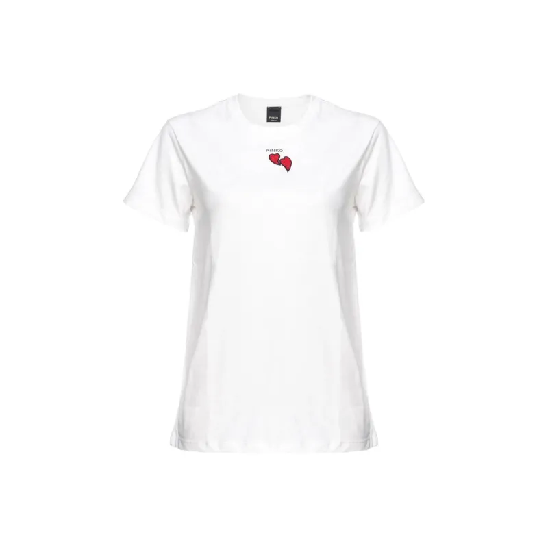 PINKO Heart Embellished Crewneck T Shirt-0