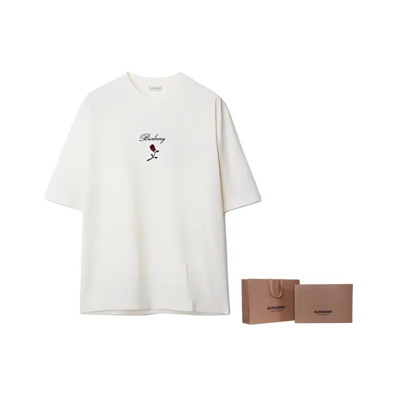 Burberry Rose Flocked Cotton T shirt-8