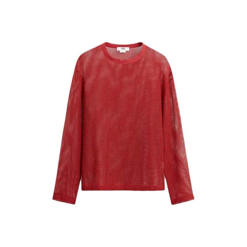 ZARA T Shirts Men Red-1