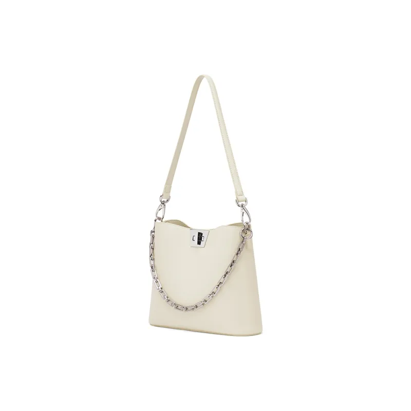 NAVIGARE Split Cow Leather Tote Bag, Shoulder Bag Women's Black/White-5