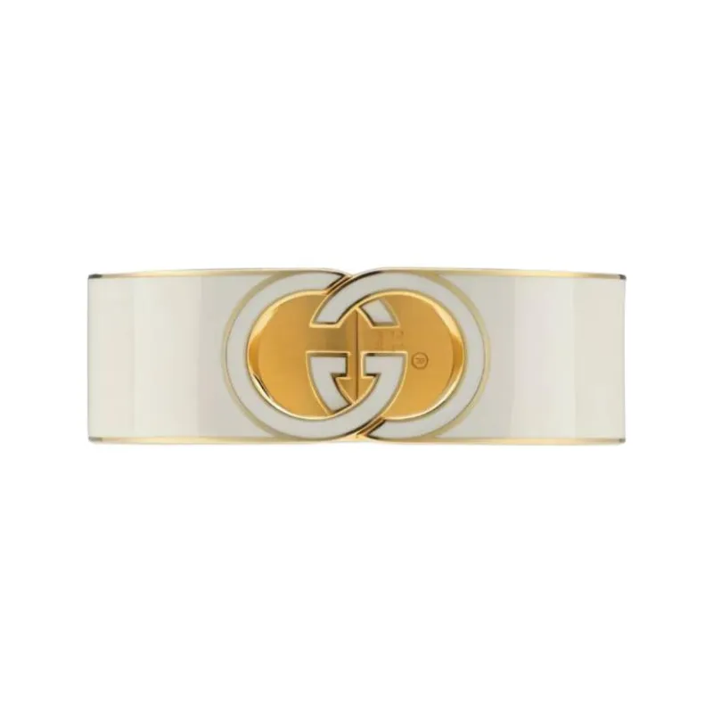 GUCCI Enamel Brass Bangles Unisex White-3
