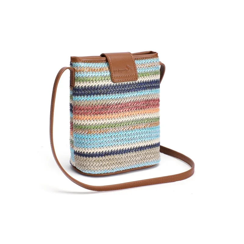 RED DRAGONFLY Fabric, Synthetic Leather Woven Small Bag Trumpets Women's Rainbow-3