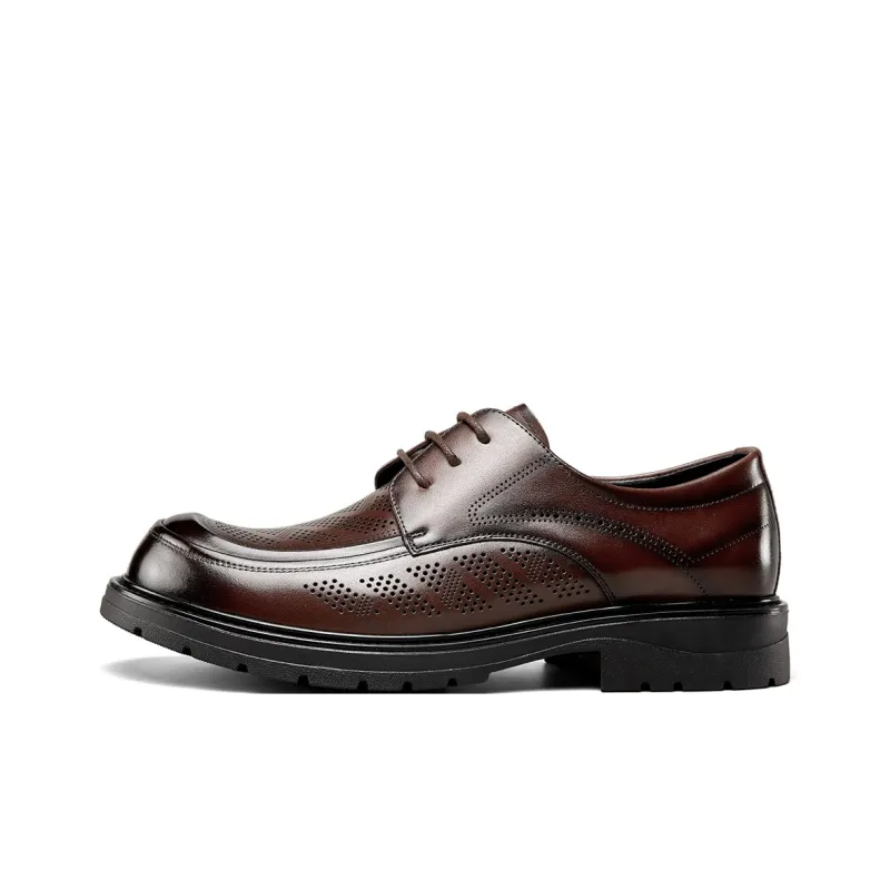 YEARCON Men's Casual Shoes Men Low Top Brown-4