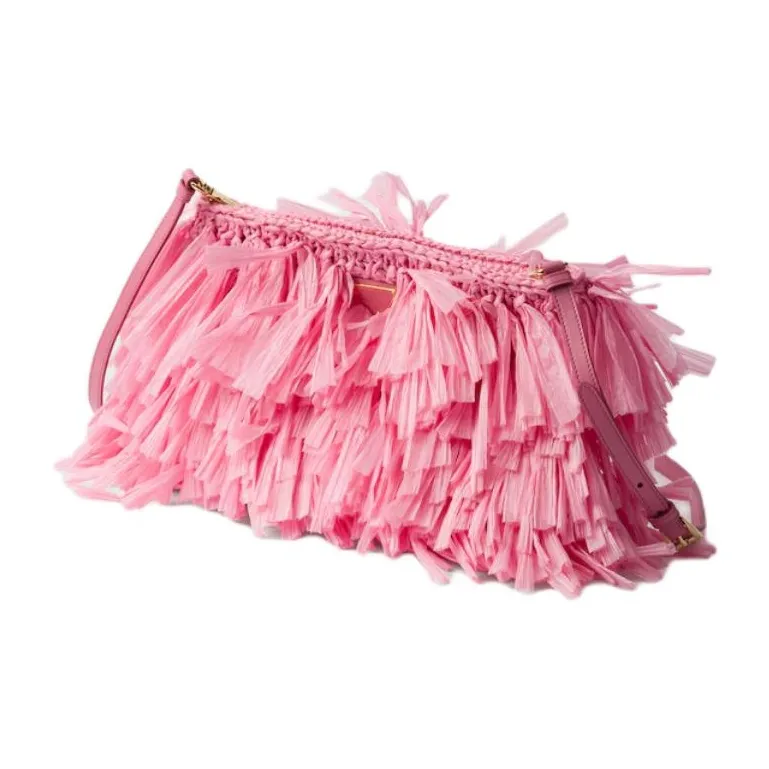PRADA Viscose Shoulder Bag Medium Size Women's Petal Pink-1