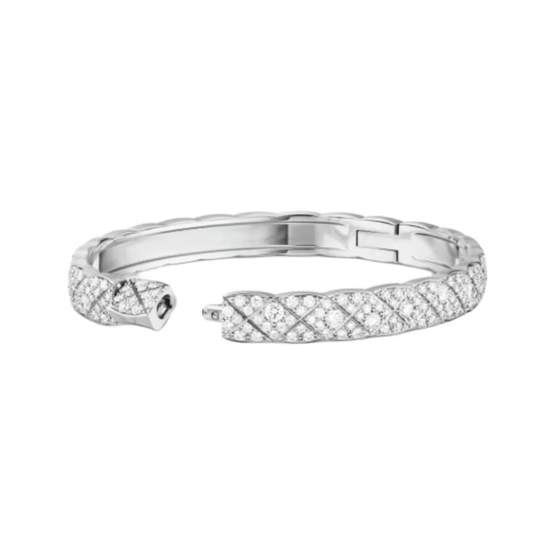 CHANEL 18K White Gold Bangles Unisex Silver-1