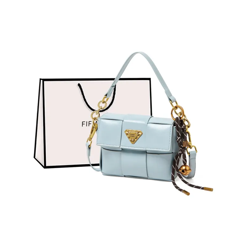 15 MINS Synthetic Leather Shoulder Bag, Crossbody Bag, Handbag Women's Pearl Blue/Silver-0