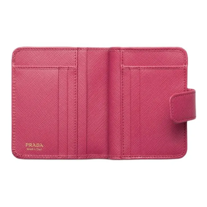 PRADA Saffiano Cow Leather Wallet Women's Pink-3