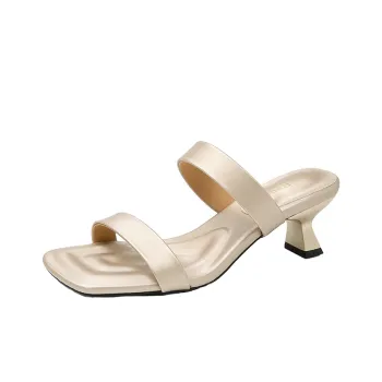 AJPAP Slide Slippers Women's Black Ecru Rose Gold