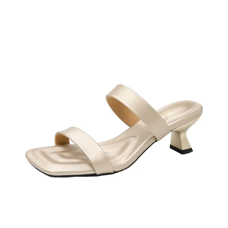 AJPAP Slide Slippers Women's Black Ecru Rose Gold-10