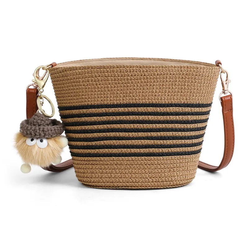 C°BANNER Fabric Shoulder Bag, Crossbody Bag Women's Black Stripe/white Stripe-4