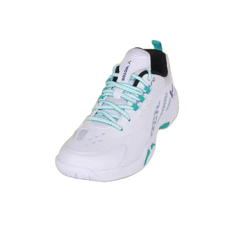 VICTOR Shock Absorbers With Slip Resistant Features Low Top Badminton Shoes Unisex White Purple-2