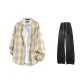 Apricot Plaid+Black Pants