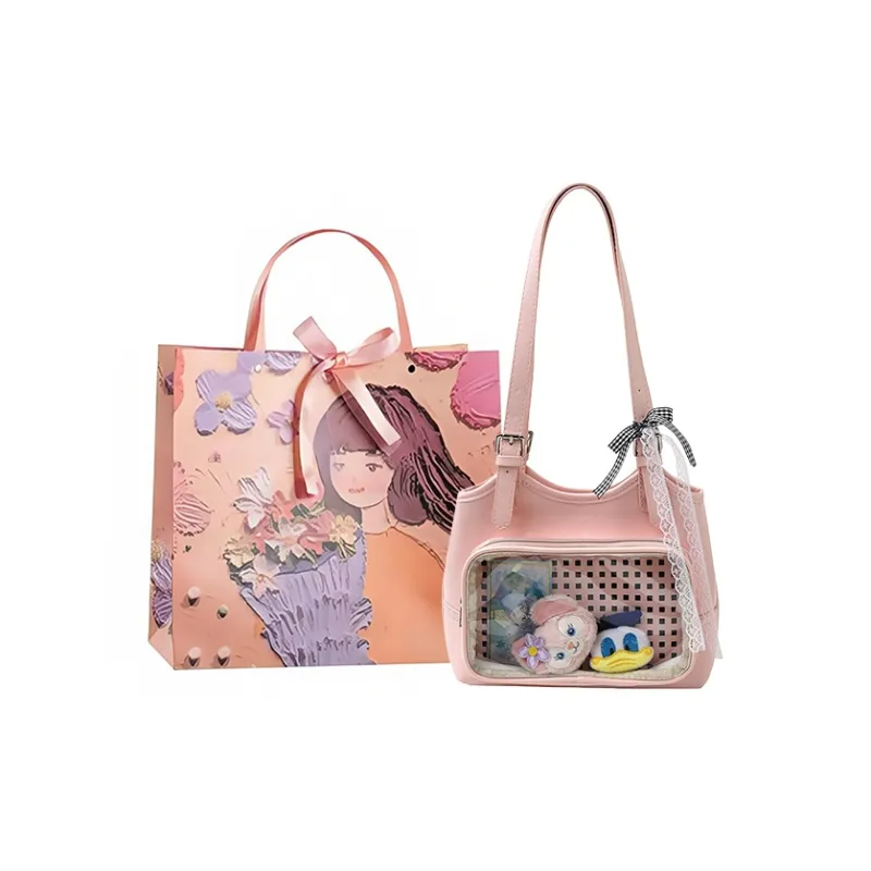 PARK DANCE PU Shoulder Bag Women's Ecru/Black/Green/Blue/Pink-7