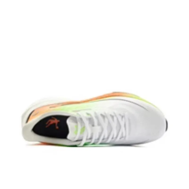 QIAODAN Boundaryless 7.0 Anti Slip Wear Resistant Low Top Sprint Running Shoes Men's White Orange Green-3