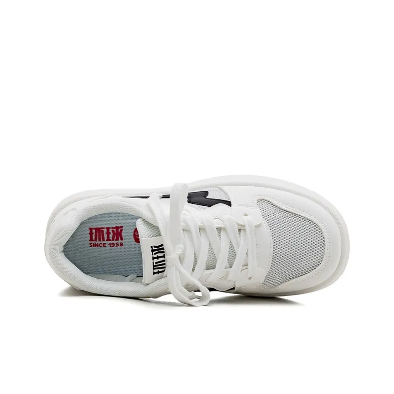 HUANQIU Slip Resistant, Lightweight, And Breathable Low Top Skateboard Shoes Women's White Black-1