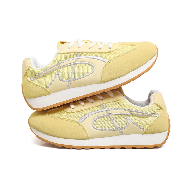 DEERWAY Height Increasing Abrasion Resistant Lightweight Breathable Slip Resistant Low Top Casual Shoes Women's Yellow-2