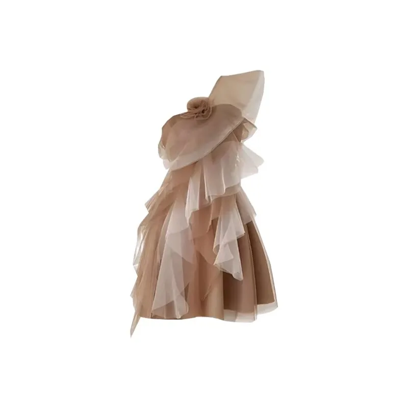 GUOZHEN Slip Dresses Women's Coffee-0