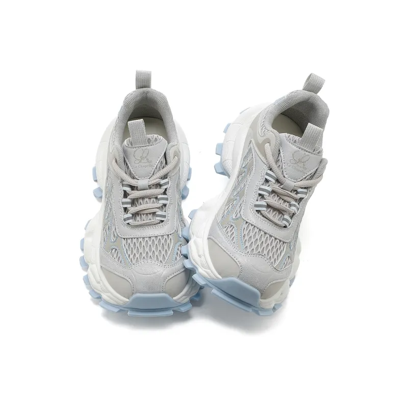 La Chapelle Height Increasing, Slip Resistant, Abrasion Resistant Low Top Chunky Sneakers Women's Blue-1