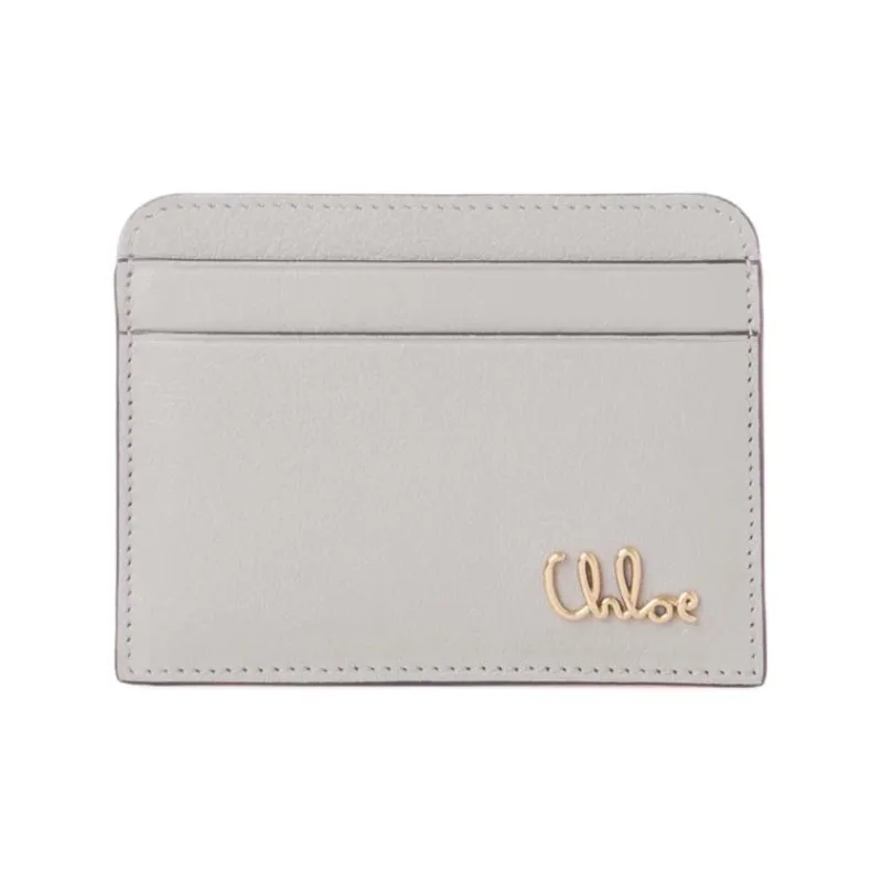 Chloe ICONIC Grain Buffalo Leather Card Holder Card Holder Women's Wild Gray-0