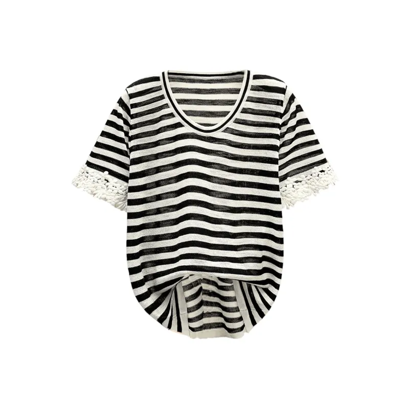 TOUCH Knitwear Women's Black White Stripes-0