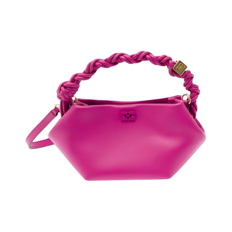 GANNI Recycled Leather Crossbody One Shoulder Handbag Mini Women's Pink-1