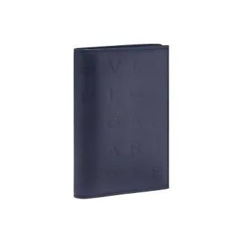 BVLGARI Calfskin Card Holder Women's Blue
