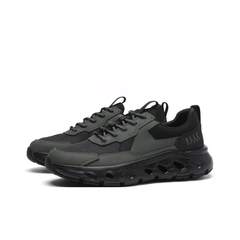 ELLE HOMME Shock Absorbers With Slip Resistant And Abrasion Resistant Properties Low Top Casual Shoes Men's Black Gray-1
