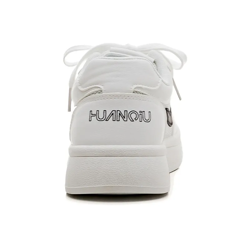 HUANQIU Slip Resistant, Lightweight, And Breathable Low Top Skateboard Shoes Women's White Black-2