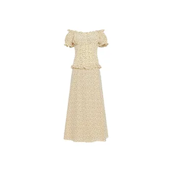 Alessandra Rich Polka dot Off shoulder Midi Dress