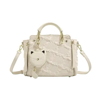 H YXIANG Microfiber Synthetic Leather Shoulder Bag, Crossbody Bag, Handbag Women's Ecru