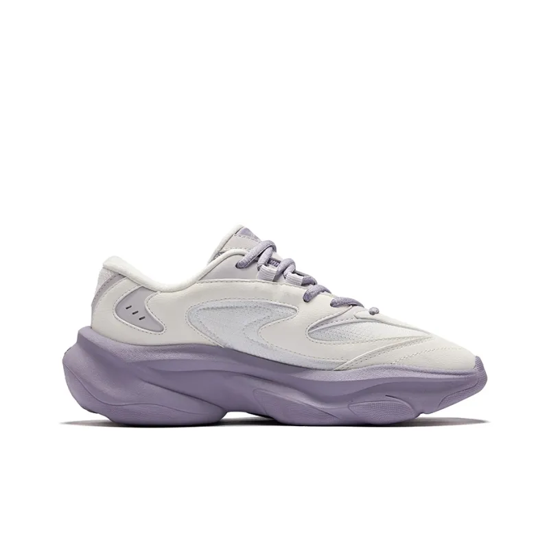 Erke Breathable And Resilient Low Top Casual Shoes Women's Microcrystal White Morning Mist Purple-1