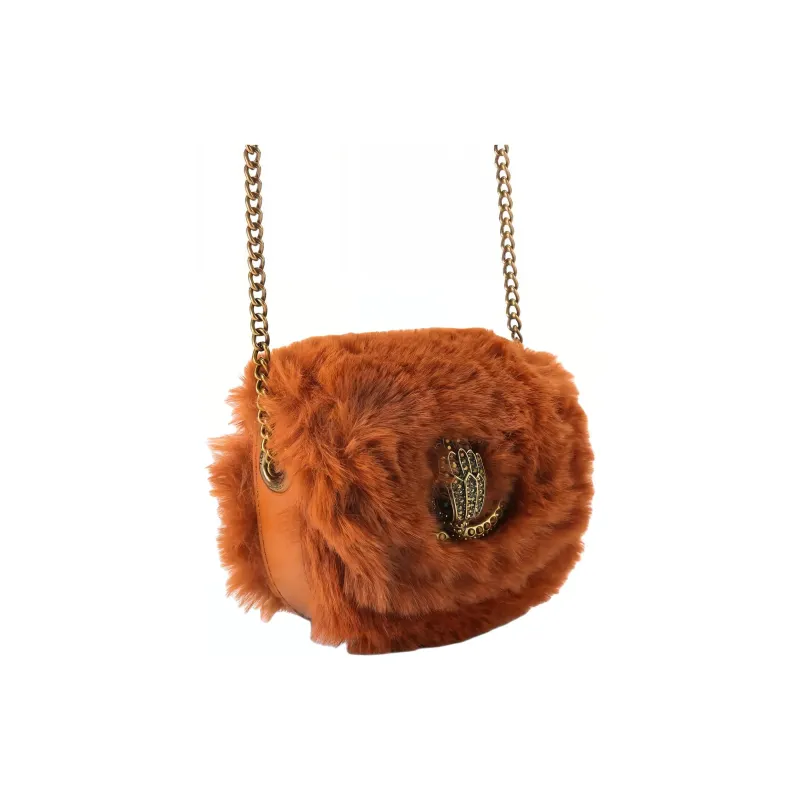 Kurt Geiger London Faux Fur Saddle Bag Shoulder Bag Crossbody Bag Women's Medium Brown-1
