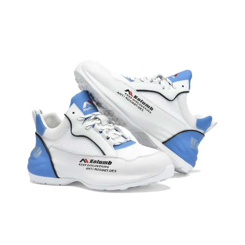 Kolumb Anti Slip Wear Resistant Low Top Chunky Sneakers Women's White Light Blue-3