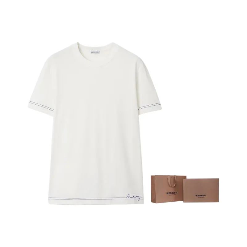 Burberry Logo Detailed Crewneck T Shirt-4