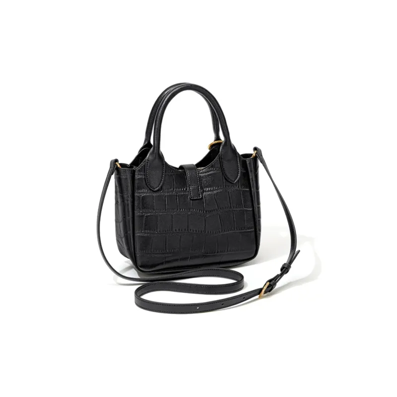 CinvaiKrose Synthetic Leather Basket Bag Handbag Medium Size Women's Ecru/Black-8