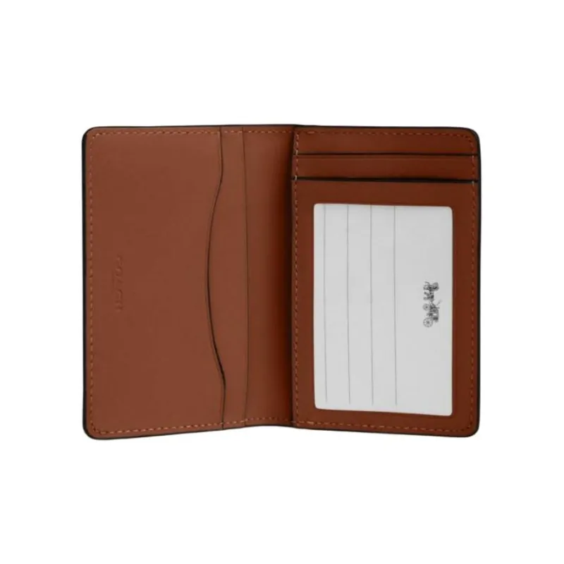 COACH Calfskin Card Holder Mini Men's Saddle Brown-1