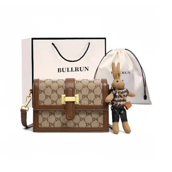Bullrun Synthetic Leather, Textile Mosaic Shoulder Bag Women's Coffee