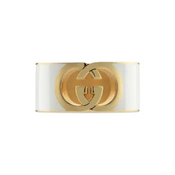 GUCCI Enamel Brass Rings Unisex White