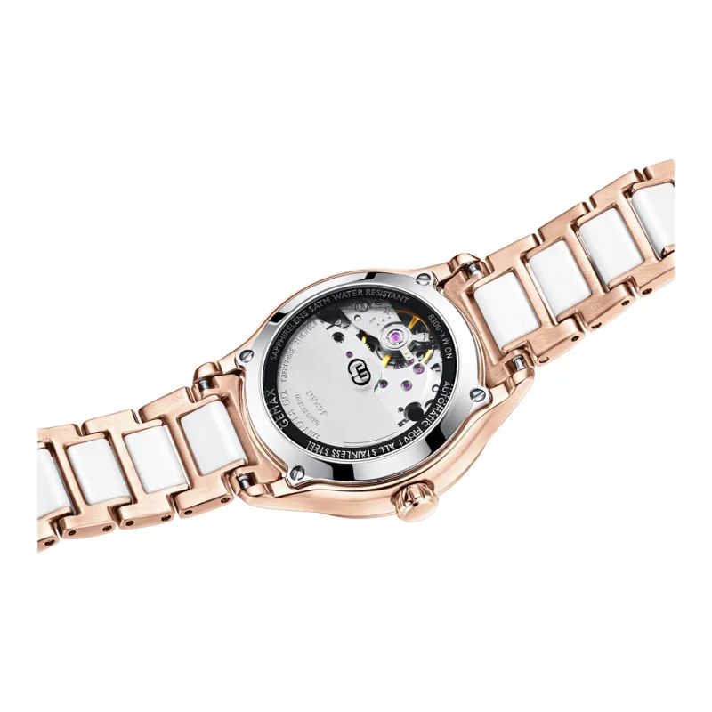 GEMAX Wrist Watch Automatic Mechanical Movement Ceramic Strap Watch Women's Watch White Dial-4