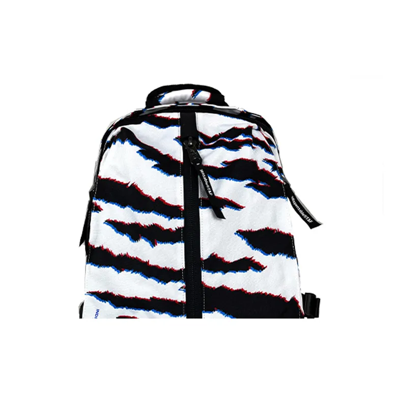 Indispensable Polyester Backpack Unisex Black White Zebra-4