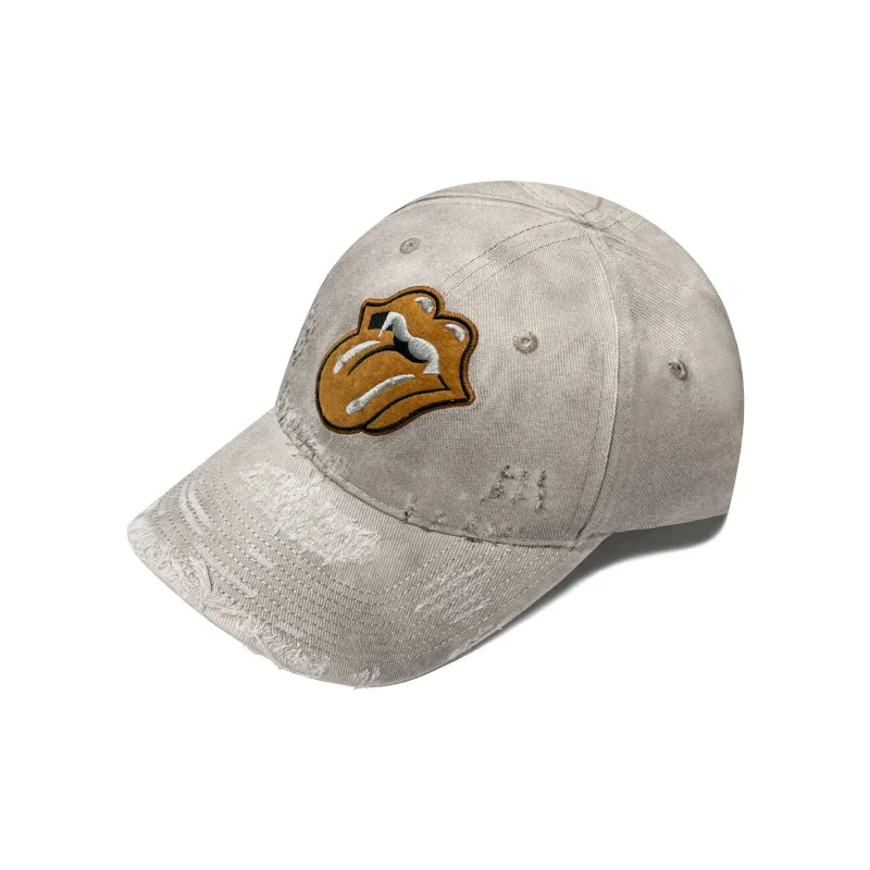 False Perception Cotton Baseball Caps Unisex Distressed White-1