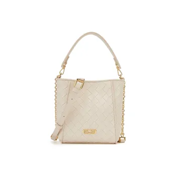 ELLE Synthetic Leather One Shoulder Handbag Women's White/Light Yellow