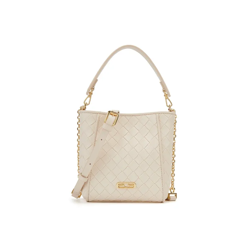 ELLE Synthetic Leather One Shoulder Handbag Women's White/Light Yellow-0