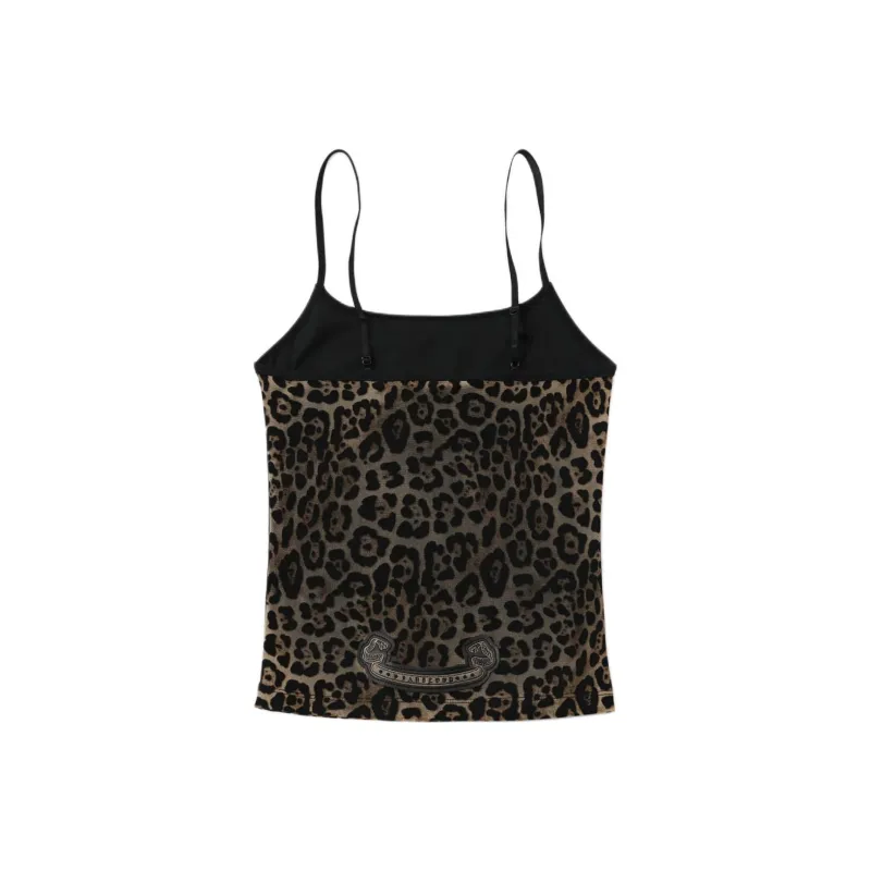 Badblood Tank Tops Women's Brown Leopard Print-1